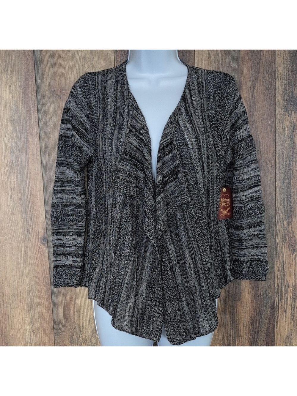 Faded Glory Black and Gray Women's Cardigan M           H136